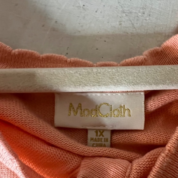 Modcloth Peach Thin Knit Short Sleeve Cardigan Retro Pin Up Mid Mod Style - Picture 5 of 6